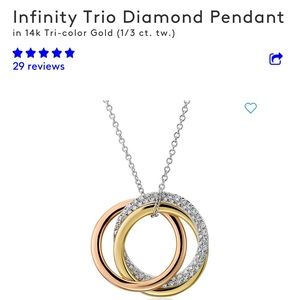 Blue Nile Infinity Trio Diamond Pendant in 14k Tri-color Gold (1/3 ct. tw.)